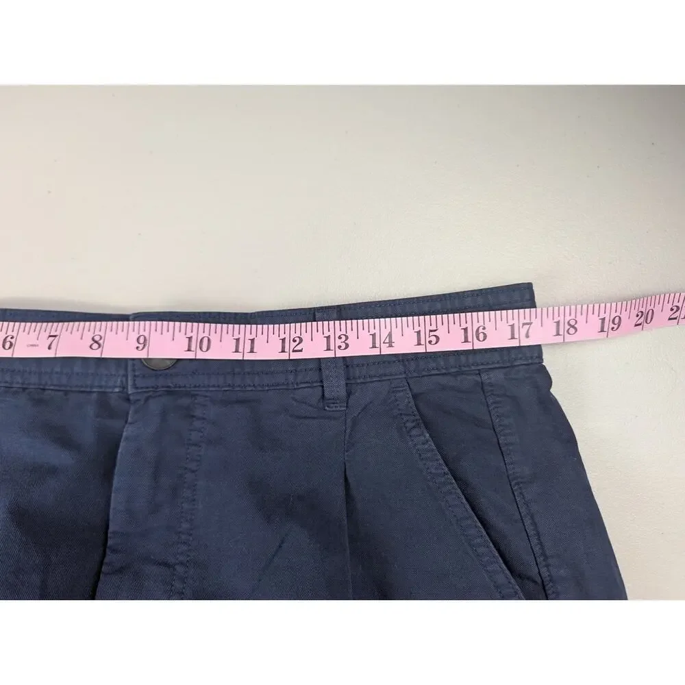 Everlane Barrel Leg Trousers Pants Blue Organic Cotton High Rise Capsule Size 12